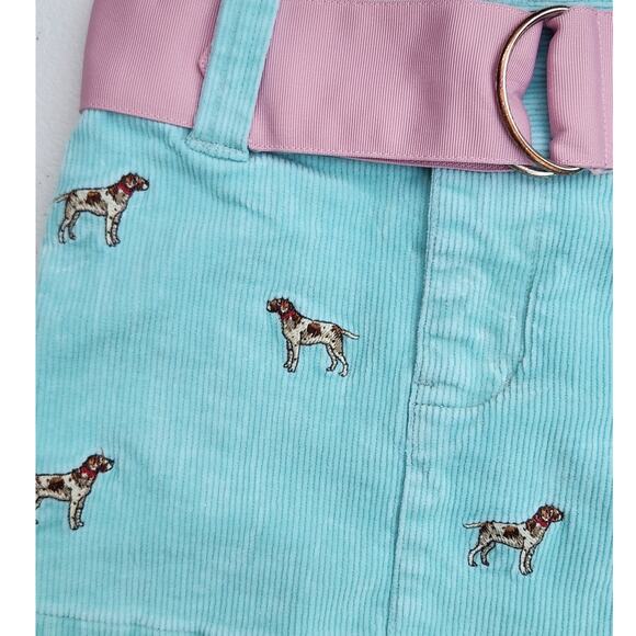 Ralph Lauren Skirt Toddler Girls 3T Blue Corduroy W/ Belt Embroidered Dogs VTG - Picture 3 of 6